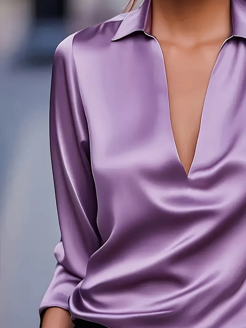 Luxury Soft V-Neck Satin Top