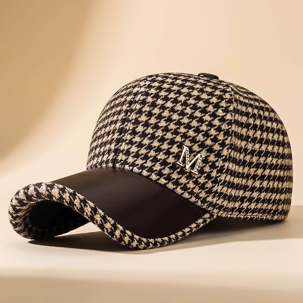 Warm Houndstooth Beanie Hat - VibreMode
