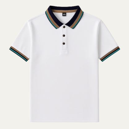 Men's Striped Cotton Polo Shirt - VibreMode