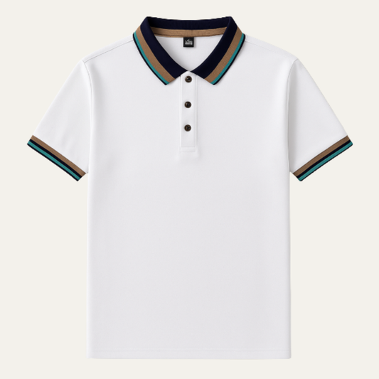 Men's Striped Cotton Polo Shirt - VibreMode