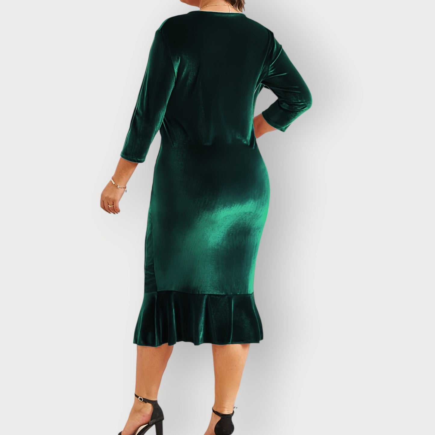 Elegant Velvet Flared Midi Dress