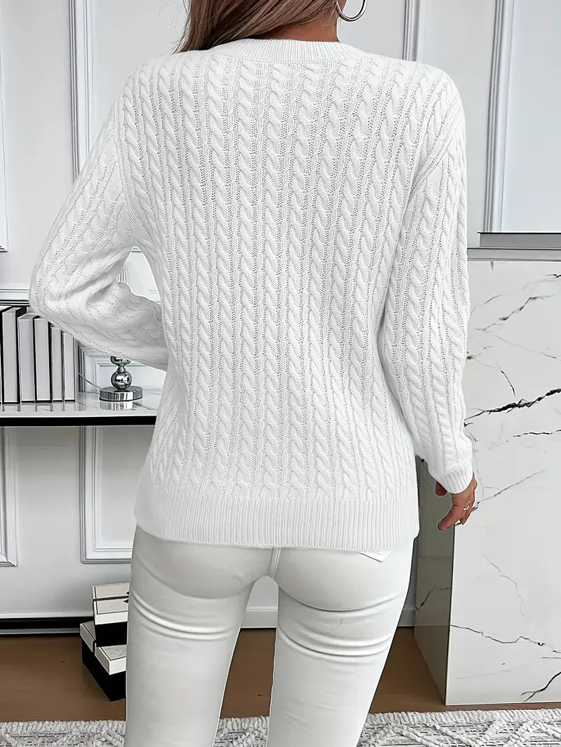 Women's Cable Knit Jumper White