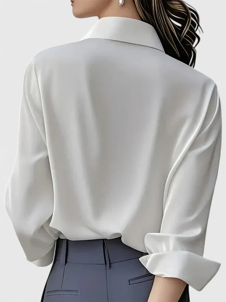 Classy Ladies Button Front Blouse with Hidden Buttons