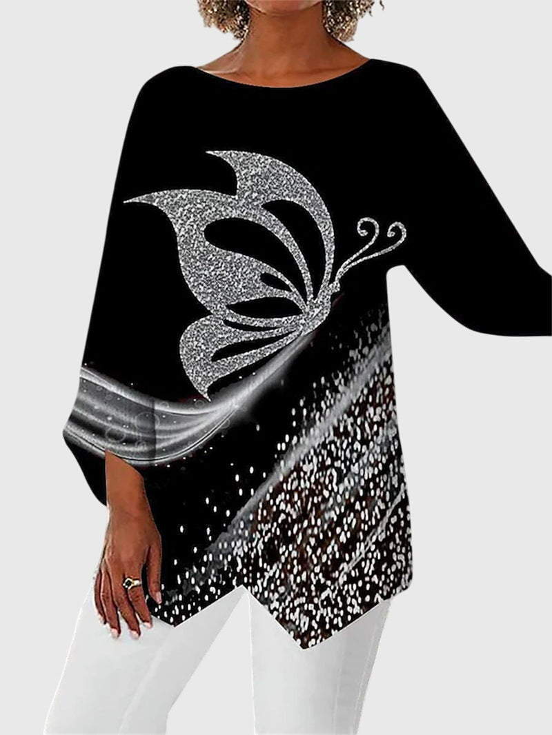 Cozy Women's Long Sleeve Butterfly Tunic Top - VibreMode