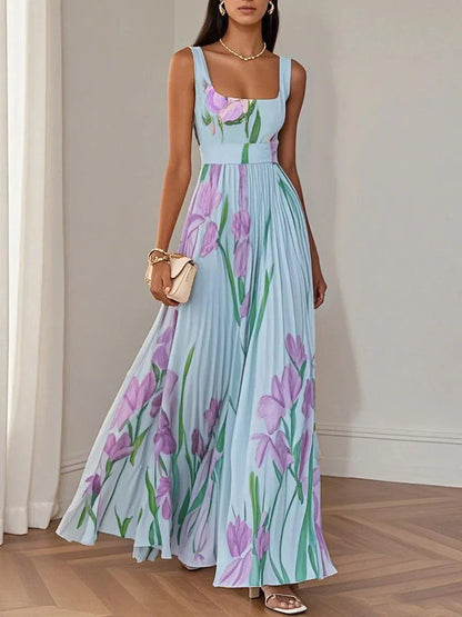 Elegant Flowy Floral Long Dress