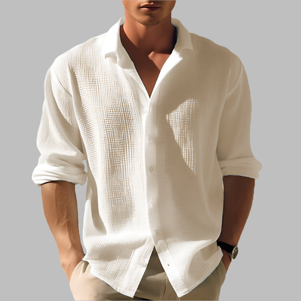 Men's Cotton Linen Shirt Lightweight Solid Color