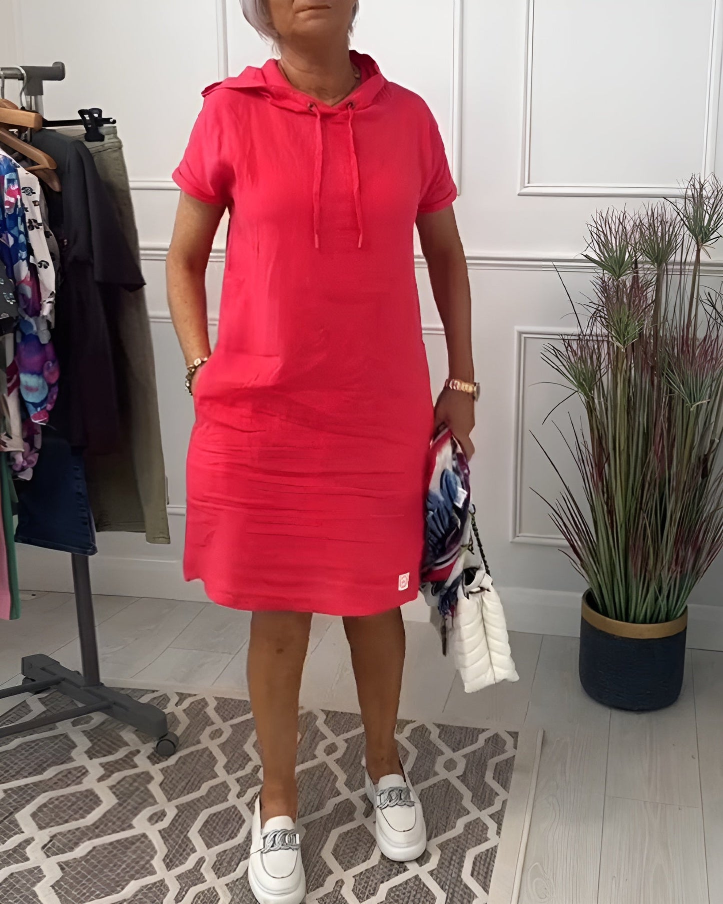 Women's Midi Hooded Casual Dress - VibreMode