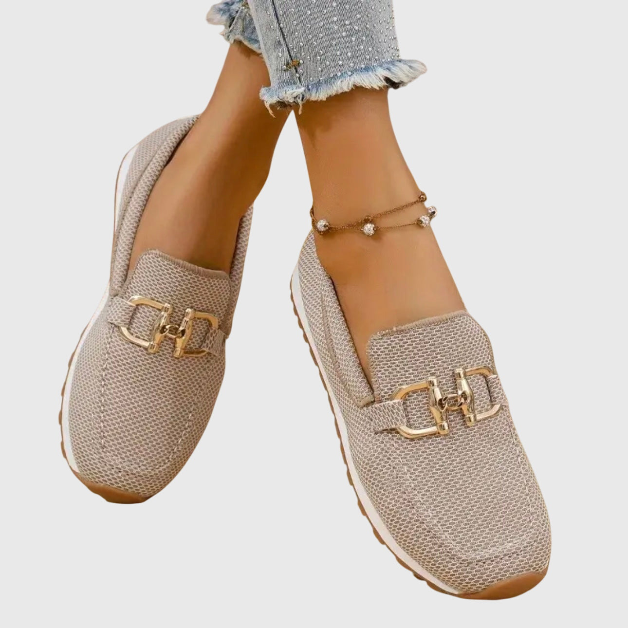 Comfortable Women's Slip On Loafers with Metal Detail