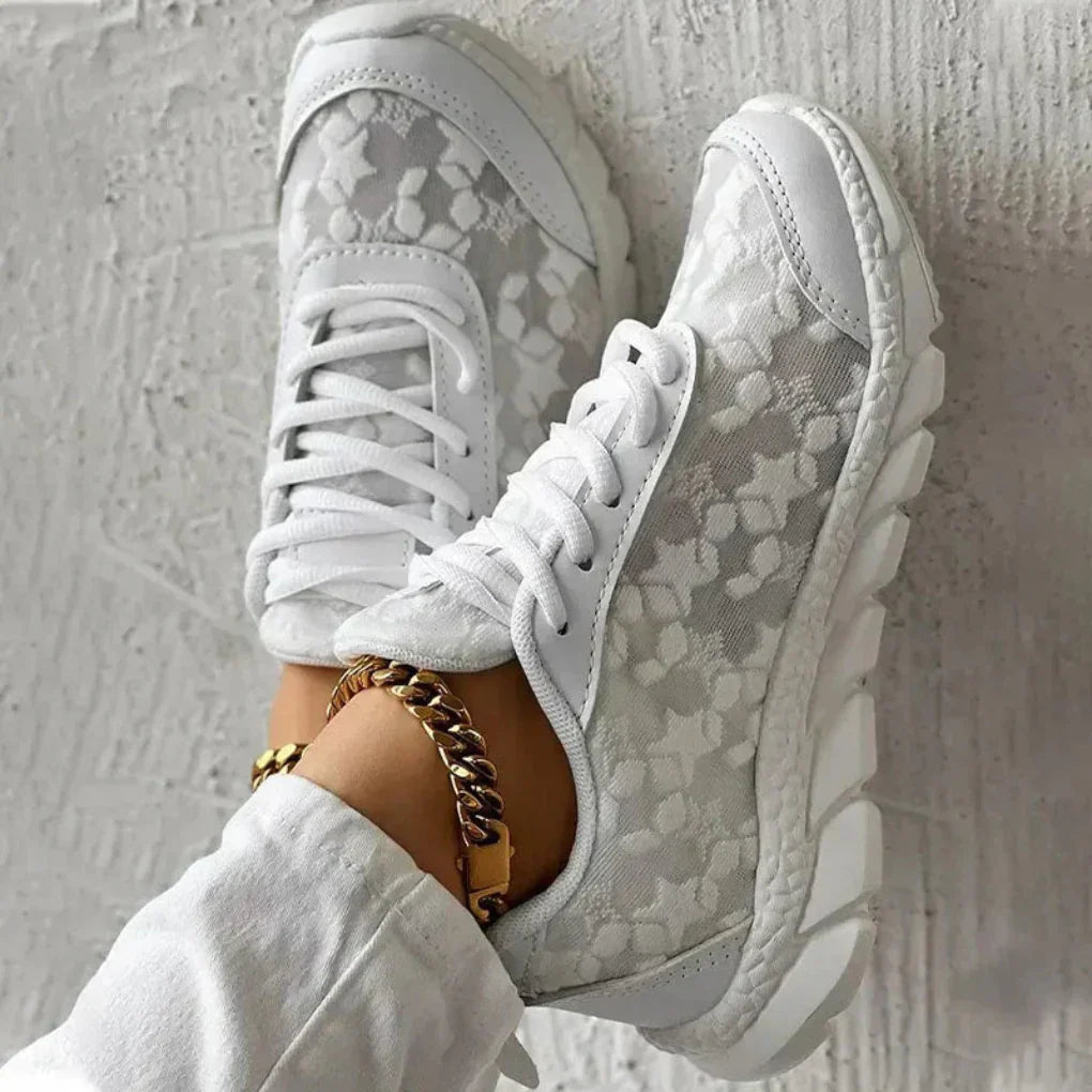 Women's Lace Up Sneakers Breathable Star Pattern
