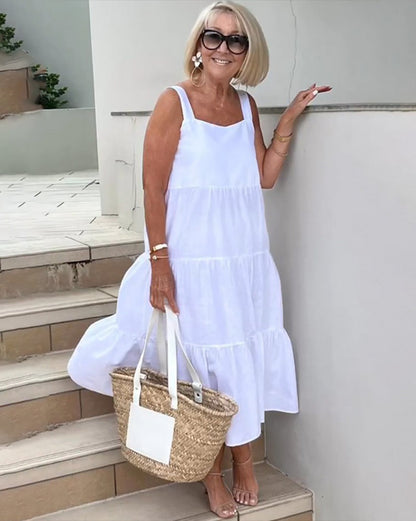 Layered Cotton Strapless Summer Dress