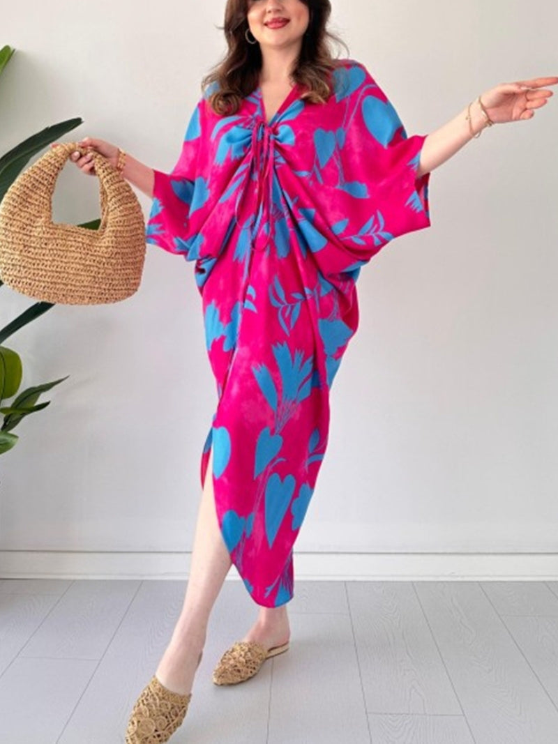 Trendy Print Relaxed Fit V Neck Summer Dress