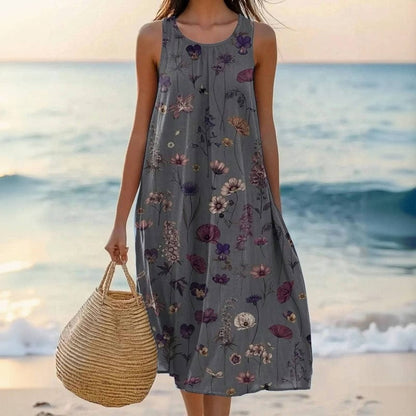 Women's Floral Print Sleeveless Midi Dress