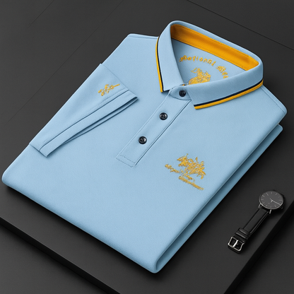 Men's Polo Shirt Short Sleeve Contrast Collar Embroidered