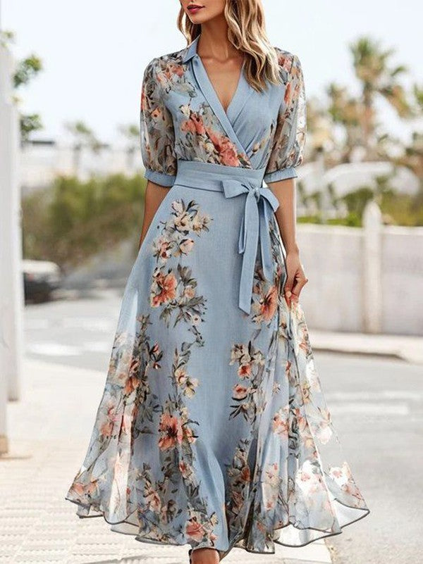 Women's Classic V Neck Knee Length Dress - VibreMode