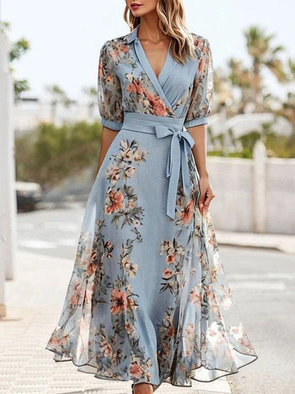 Women's Classic V Neck Knee Length Dress - VibreMode