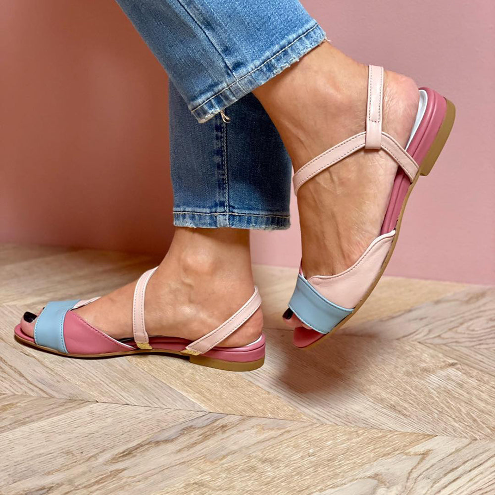 Trendy One Sided Pink Block Heel Sandals