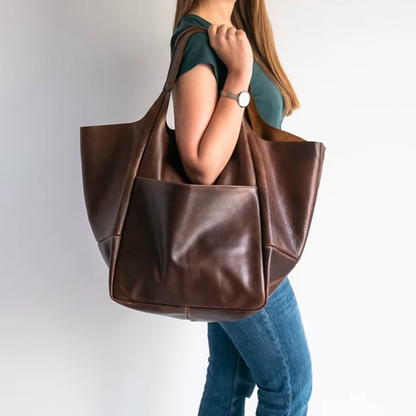 Women's Leather Oversized Tote Bag - VibreMode
