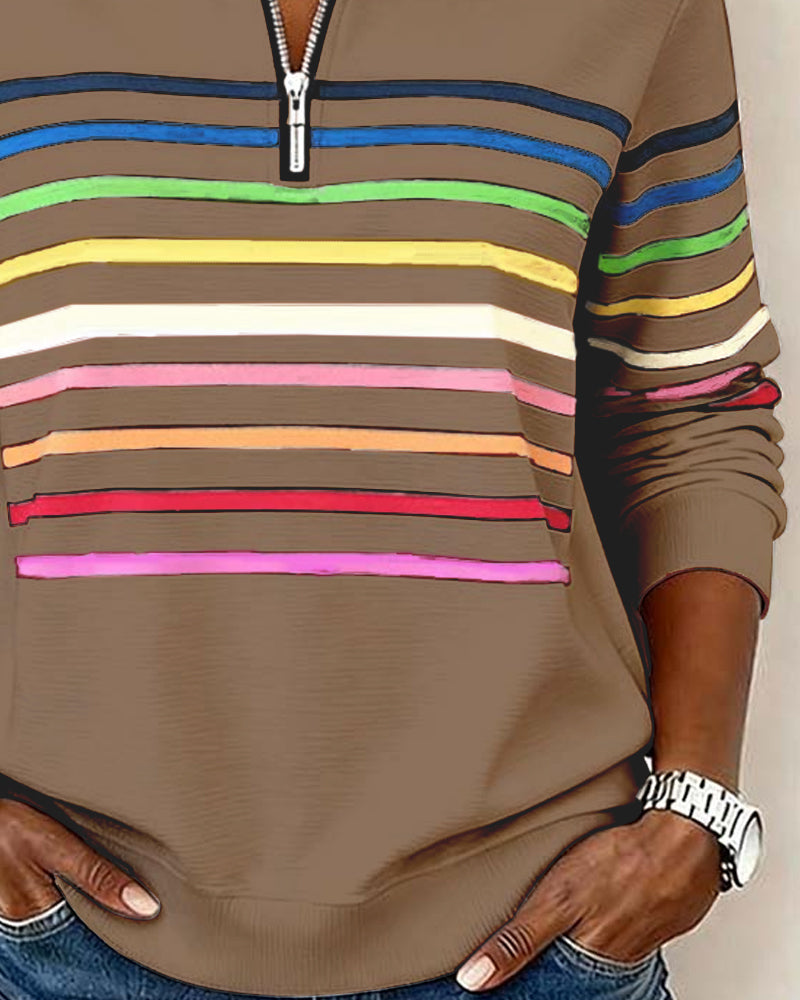 Women's Crew Neck Sweatshirt Ribbed Hem