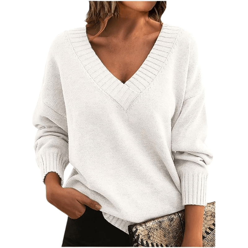 Women's V-Neck Sweater Classic Pullover