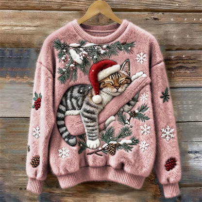 Women's Kitten Graphic Sweater 3D Effect