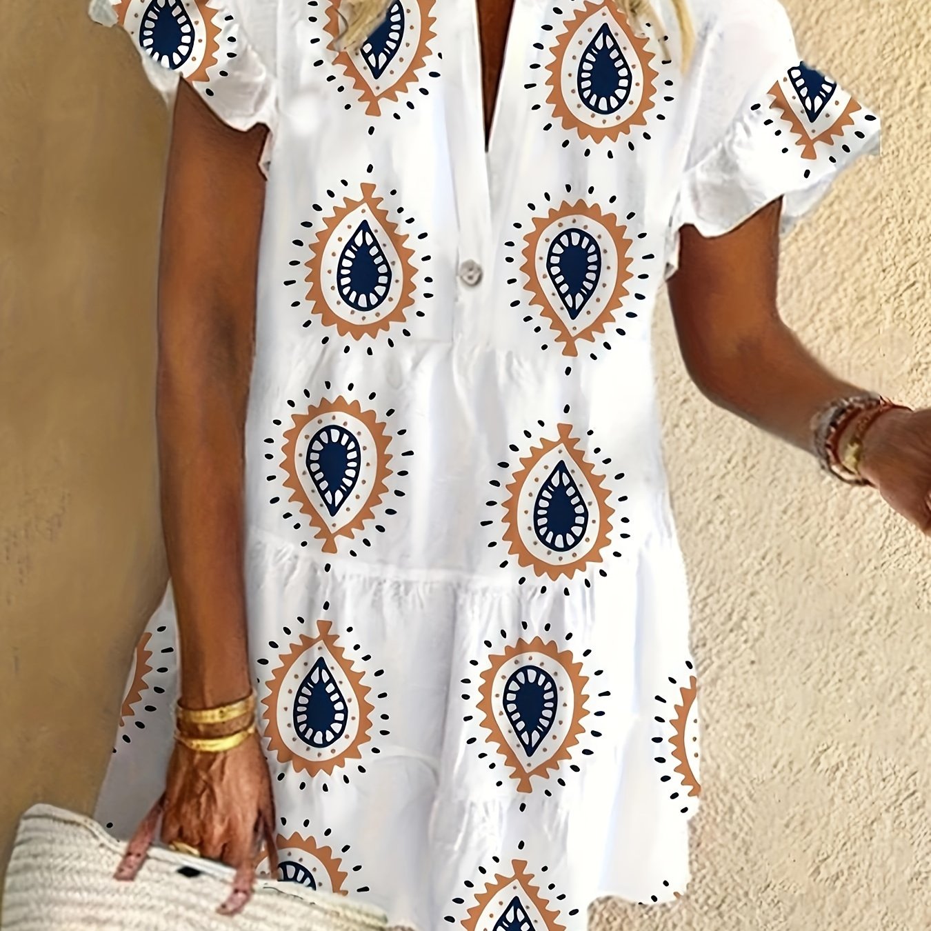 Women's Boho Midi Dress Flowy Draped Cocktail - VibreMode