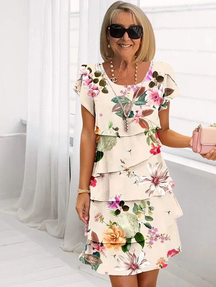 Pretty Floral Tiered Mini Dress for Women