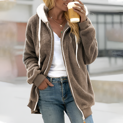 Women's Oversized Sherpa Hoodie Zipper Soft