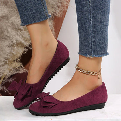 Chic Ladies Floral Bow Ballet Shoes
