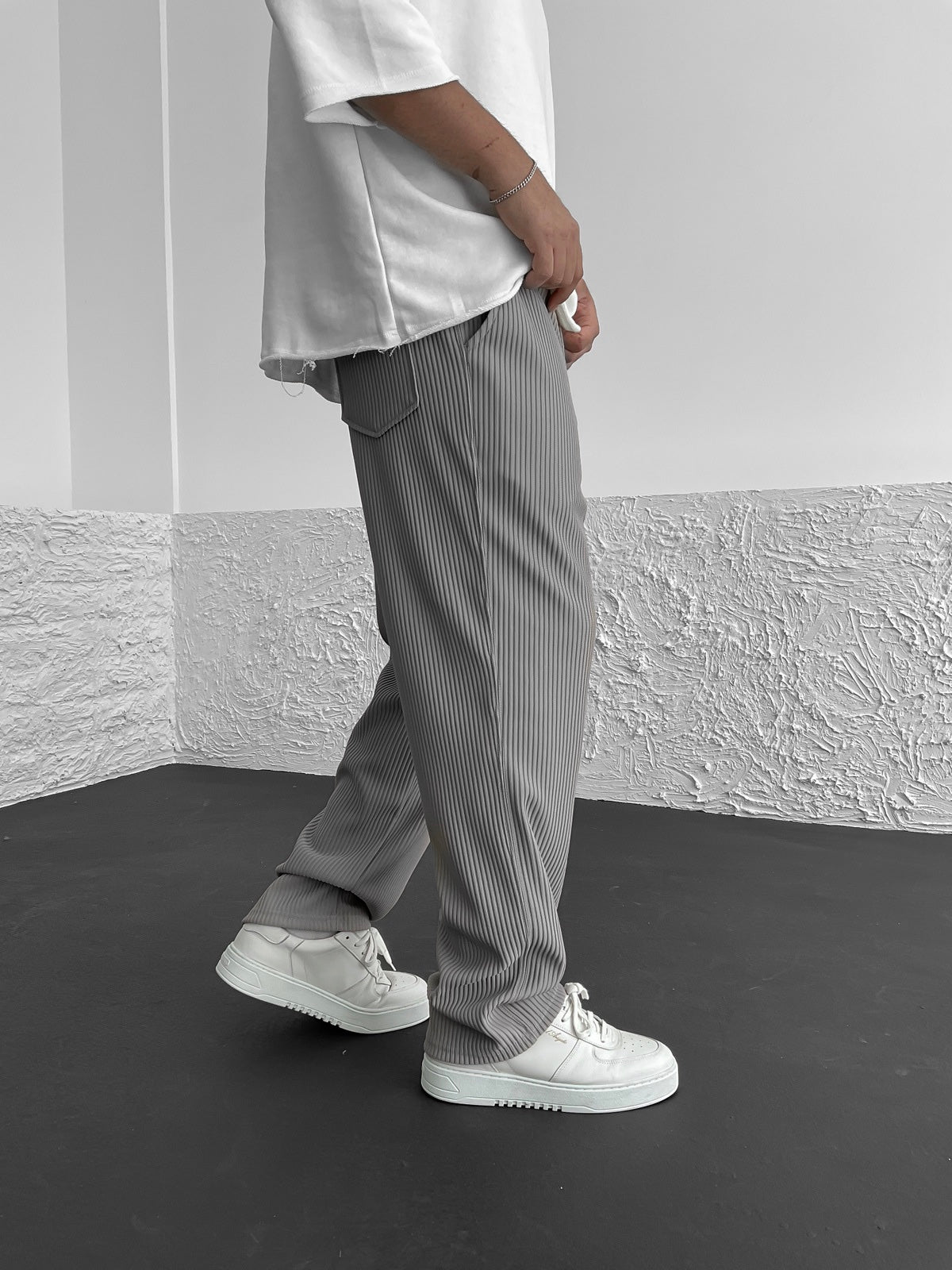 Men's Wide Leg Lounge Pants Vertical Stripe