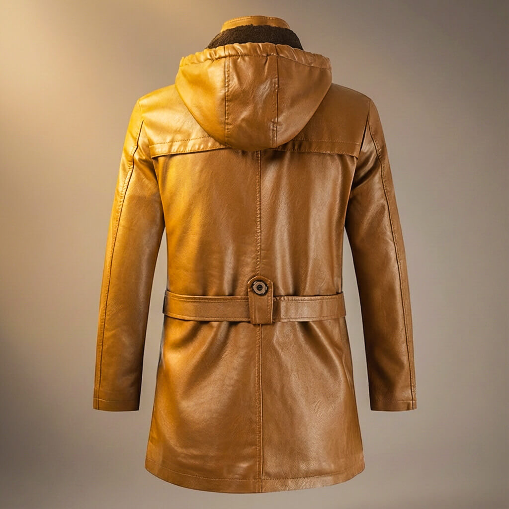 Classic Biker Leather Hoodie Jacket