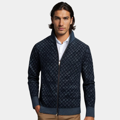Men's Zip Front Cardigan Stand Collar - VibreMode