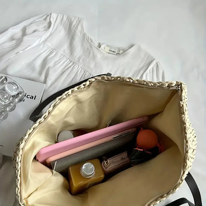 Women's Woven Tote Bag Natural Fiber Daily Carry All