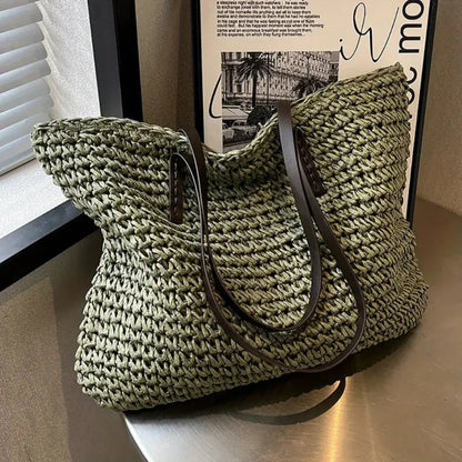 Women's Woven Tote Bag Natural Fiber Daily Carry All