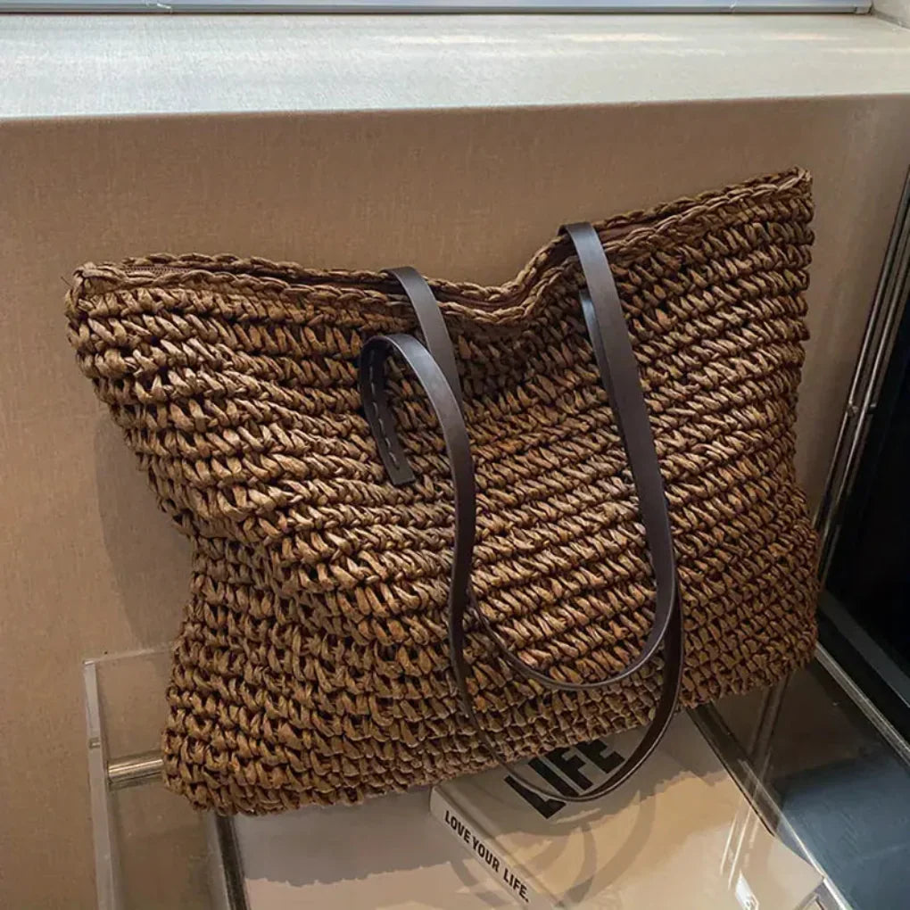 Women's Woven Tote Bag Natural Fiber Daily Carry All