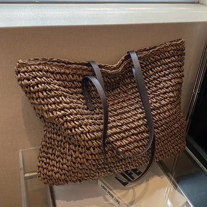 Women's Woven Tote Bag Natural Fiber Daily Carry All