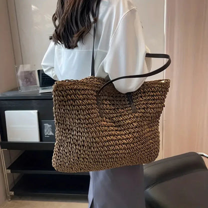 Women's Woven Tote Bag Natural Fiber Daily Carry All
