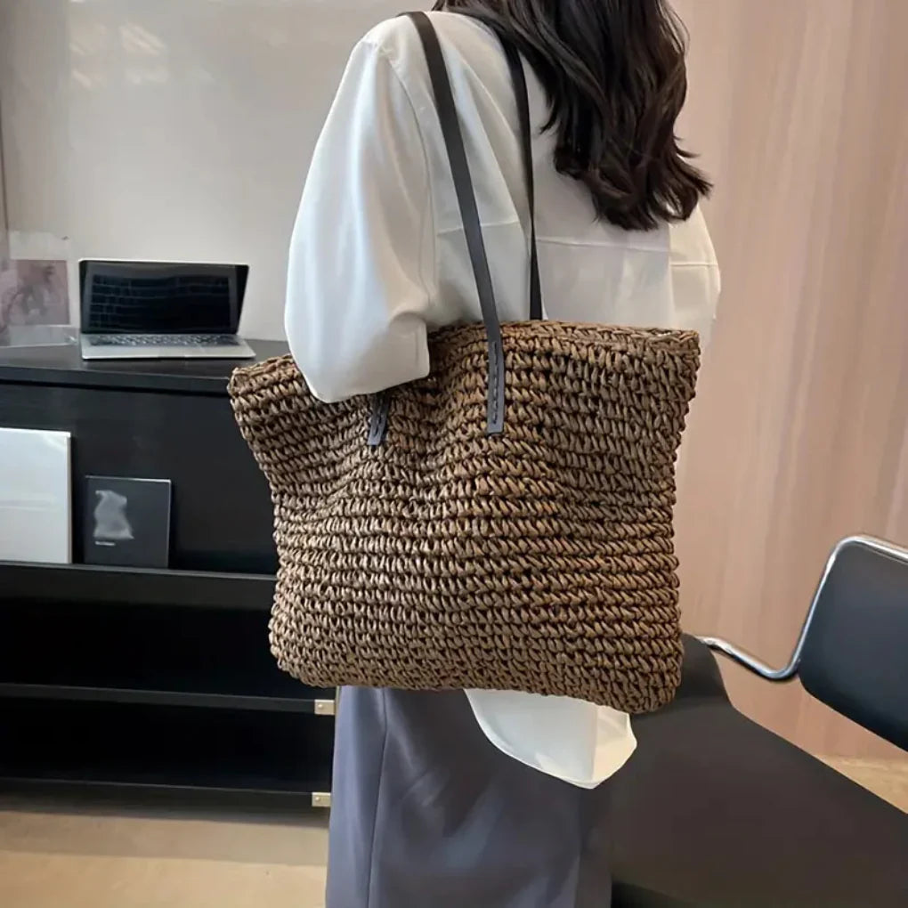 Women's Woven Tote Bag Natural Fiber Daily Carry All