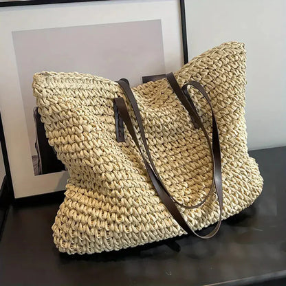 Women's Woven Tote Bag Natural Fiber Daily Carry All