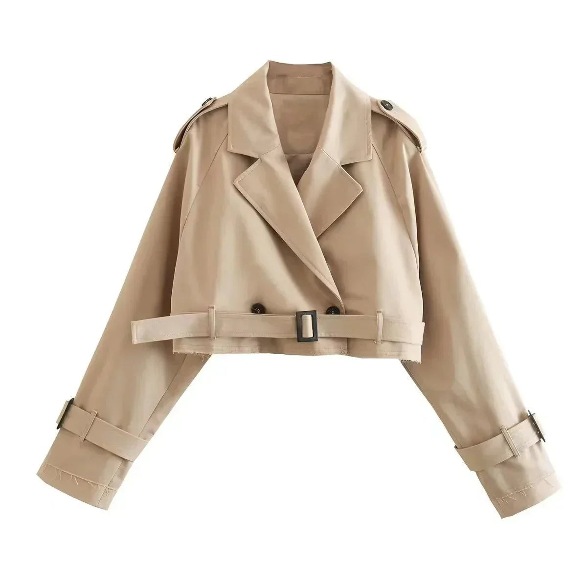 Image of Barbara | Women's Cropped Belted Trench Coat