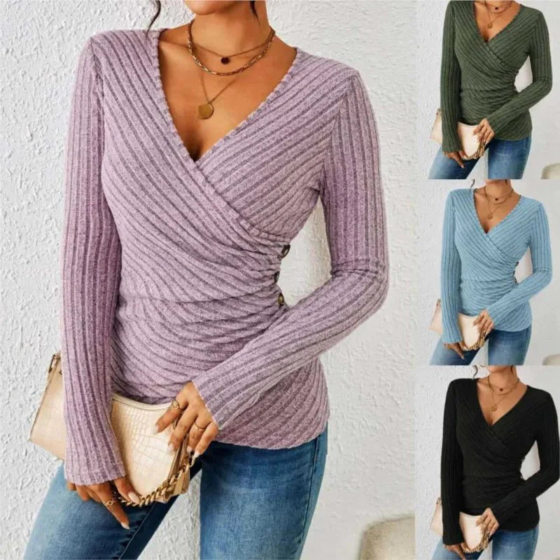 Women's Long Sleeve V-Neck Wrap