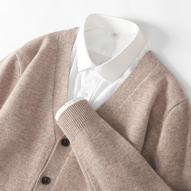 Men's V-Neck Cardigan Button Down Sweater - VibreMode