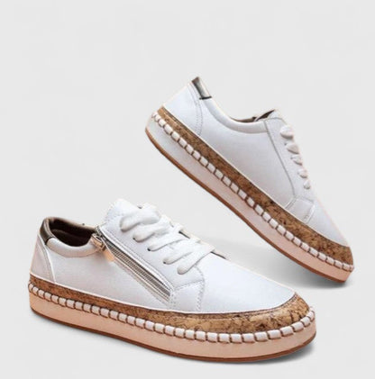 Women's Cute Floral Lace Up Sneakers with Cork Insole