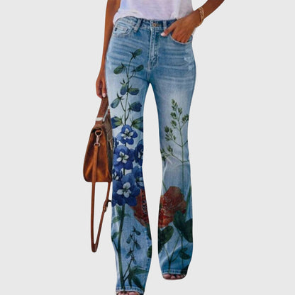 Women's Slim Fit Floral Pattern Jeans