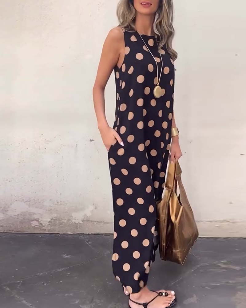 Summer Spotted Backless Long Dress