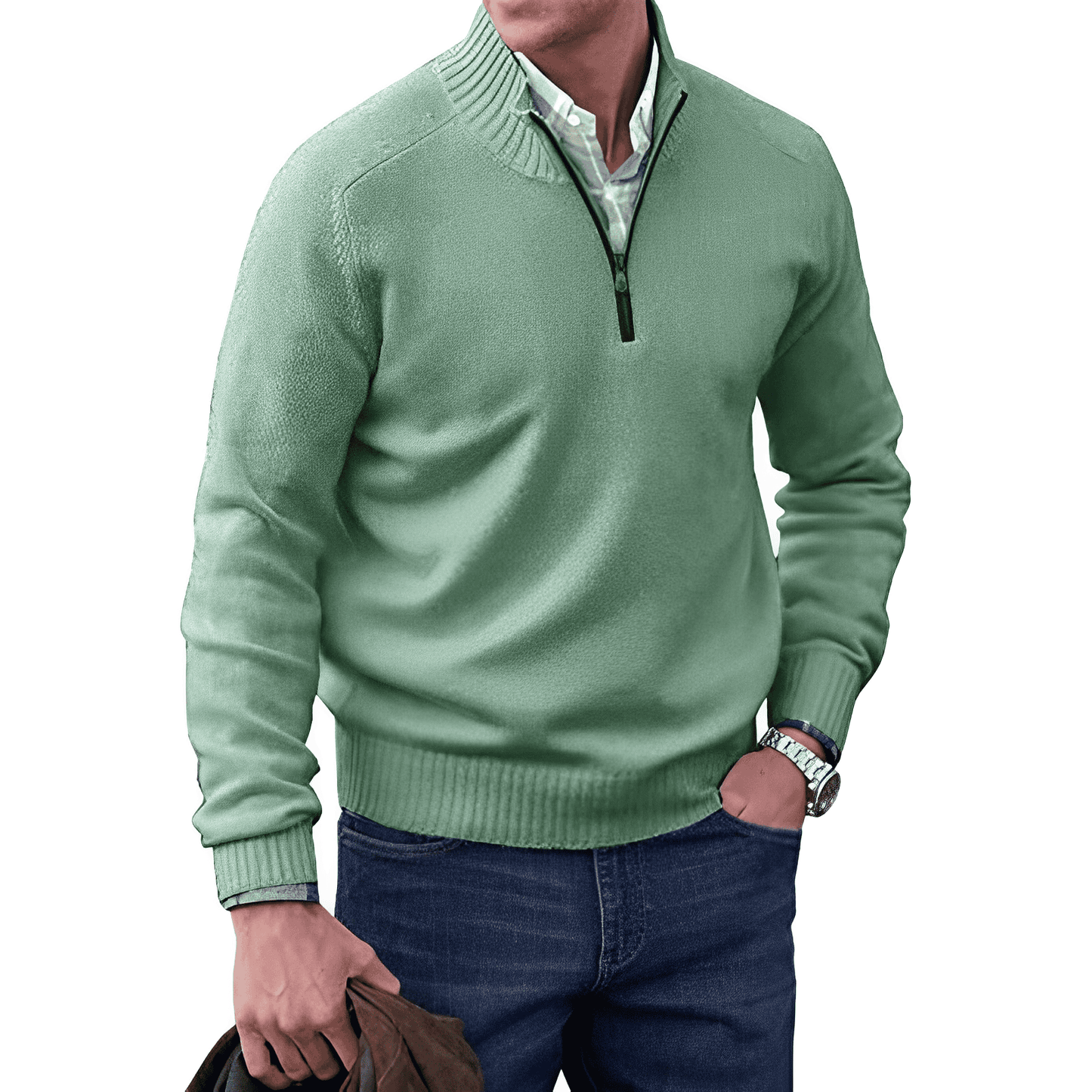 Elegant Cashmere Sweater Autumn Zipper