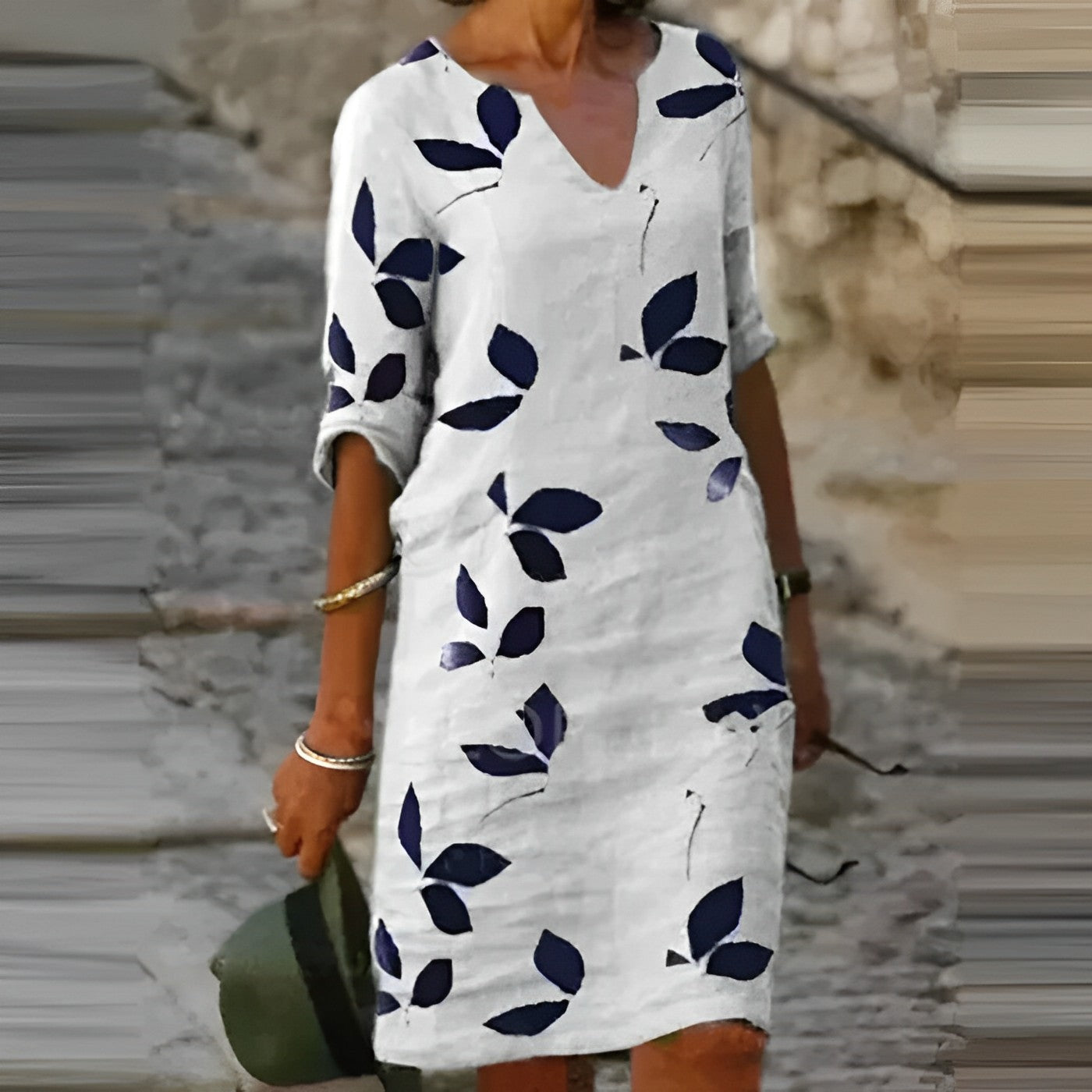 Women's Leaf Print Summer Dress