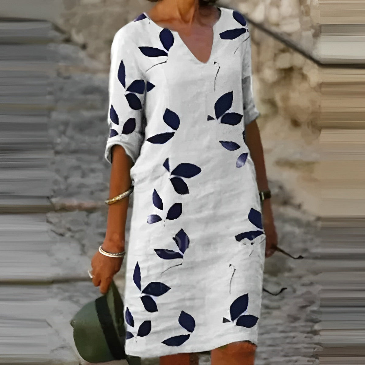 Women's Fall Leaf Dress Flowing Silhouette - VibreMode