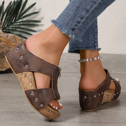 Comfortable Women's Wedge Slip On Sandals for Walking