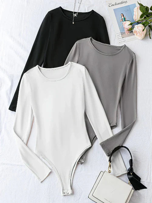 Women's Long Sleeve Bodysuits 3-Pack