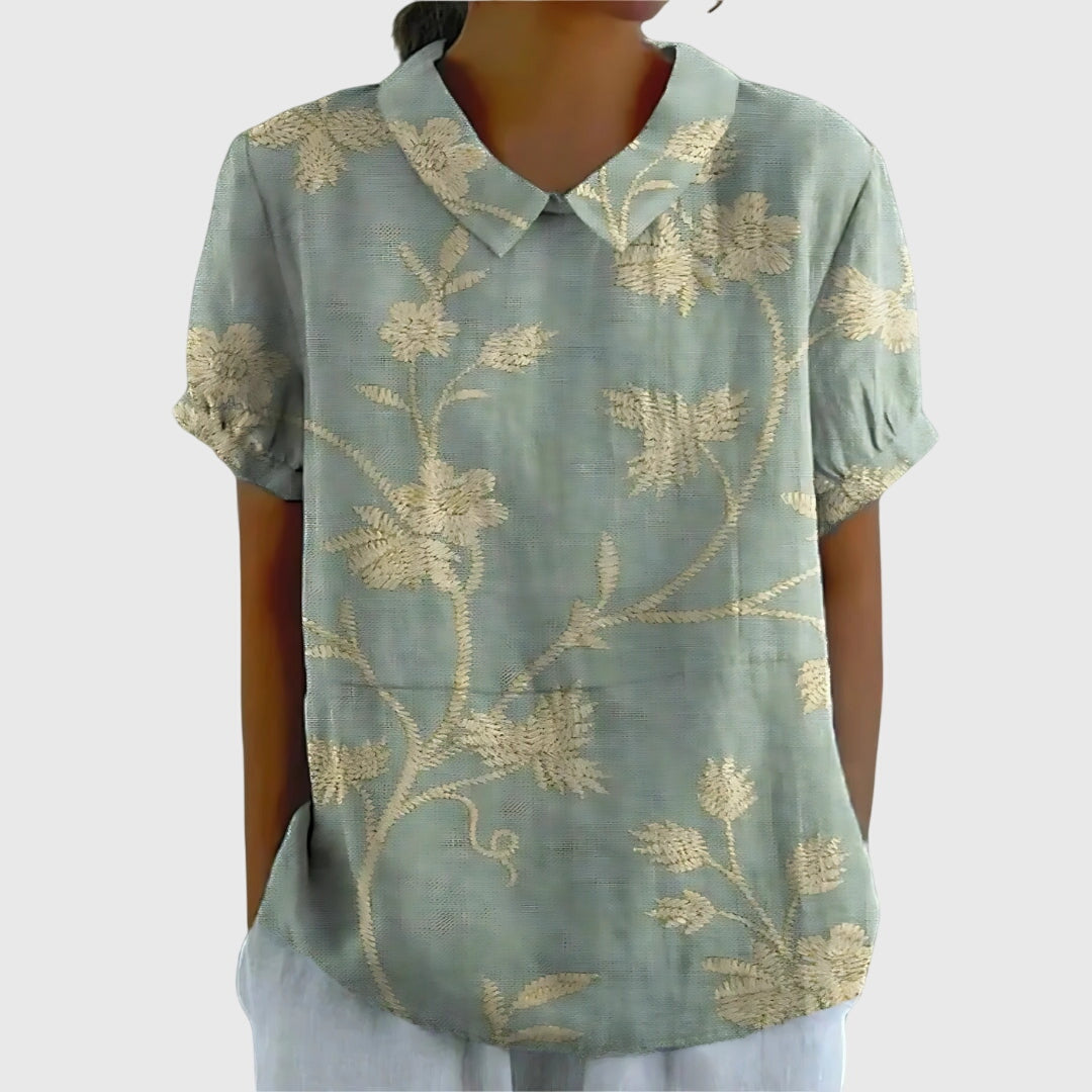 Pretty Floral Short Sleeve Women's Blouse